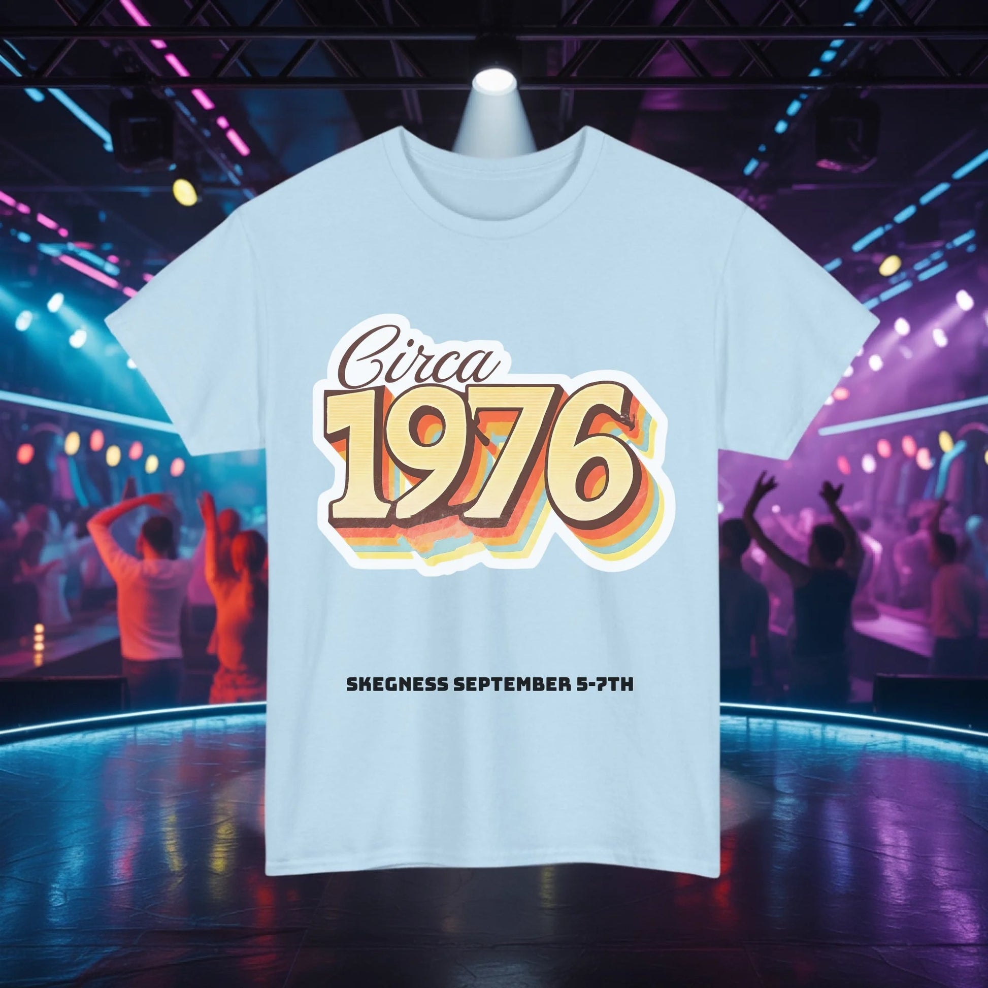 Circa 1976 - Adult Weekender Front and Back Personalised Unisex Heavy T-Shirt 70s - Adult Weekender