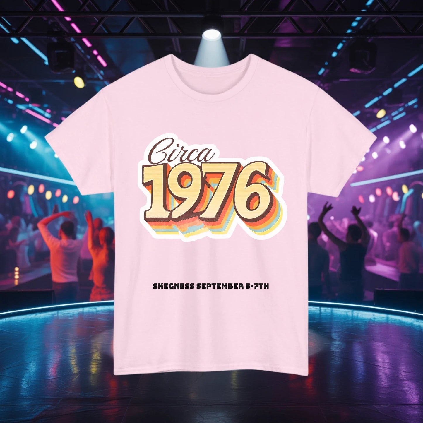Circa 1976 - Adult Weekender Front and Back Personalised Unisex Heavy T-Shirt 70s - Adult Weekender