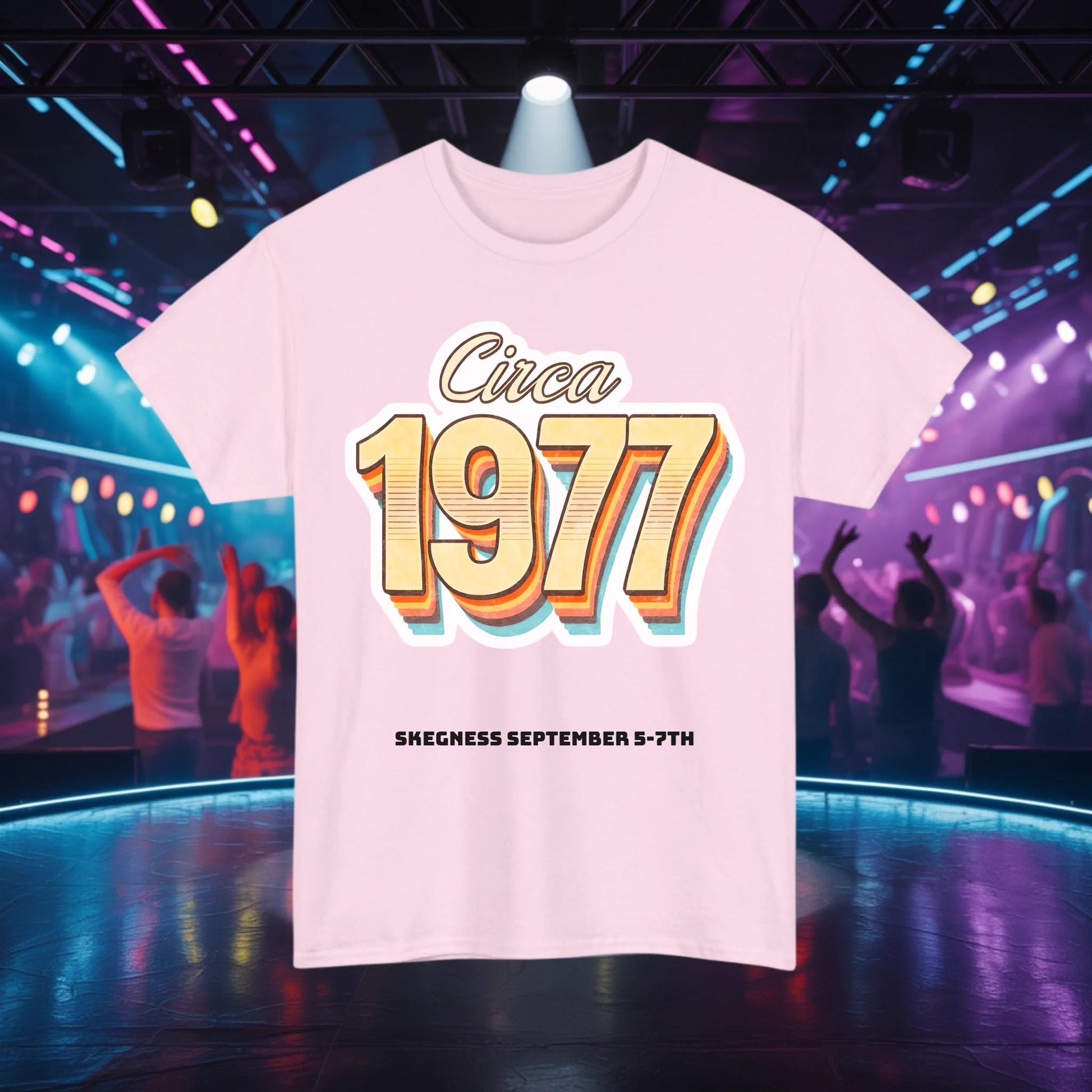 Circa 1977 - Adult Weekender Front and Back Personalised Unisex Heavy T-Shirt 70s - Adult Weekender