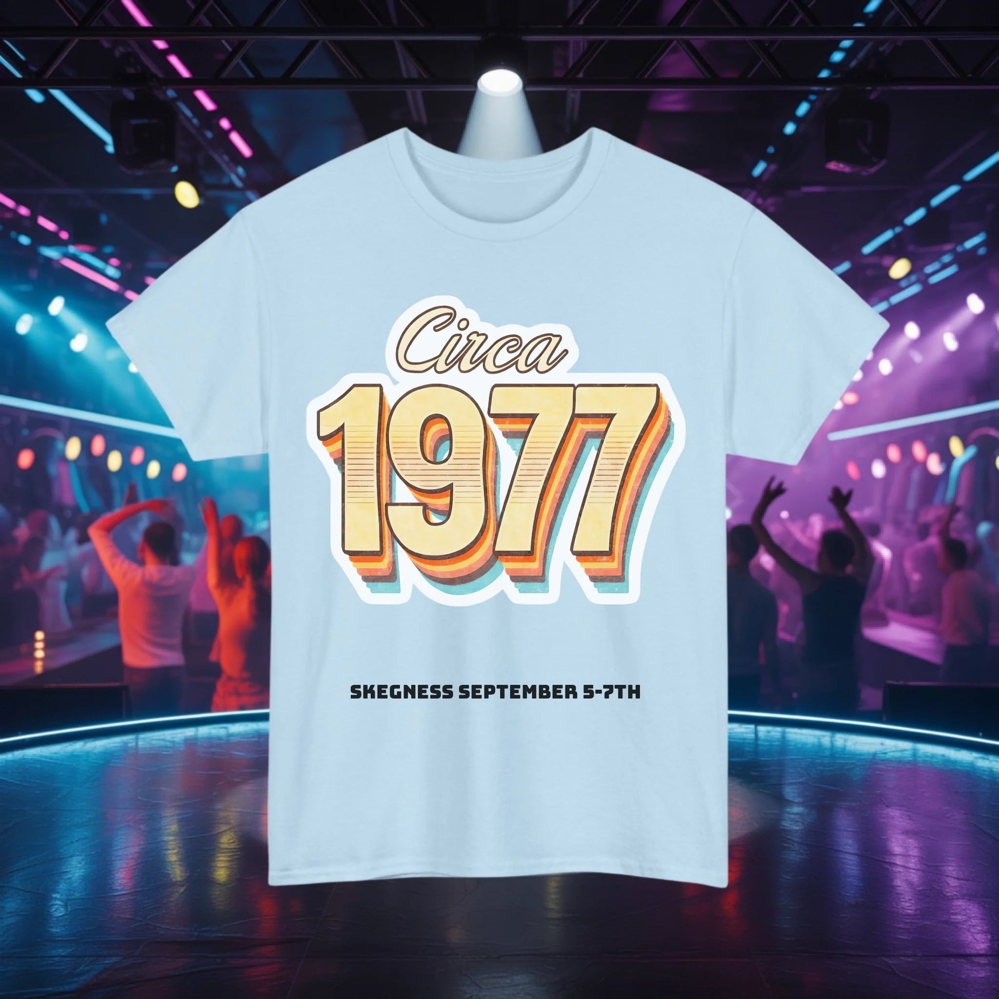 Circa 1977 - Adult Weekender Front and Back Personalised Unisex Heavy T-Shirt 70s - Adult Weekender
