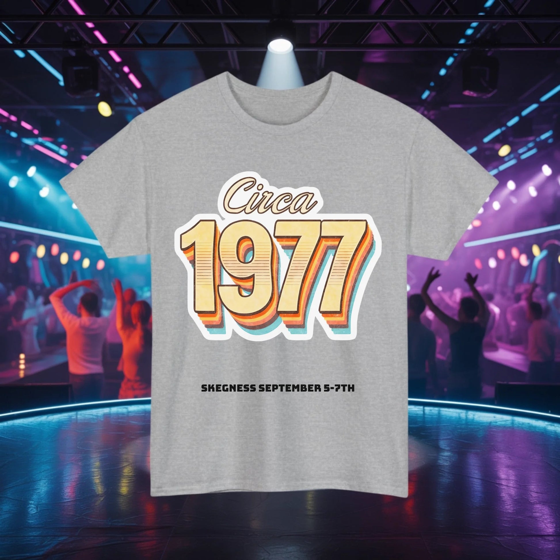 Circa 1977 - Adult Weekender Front and Back Personalised Unisex Heavy T-Shirt 70s - Adult Weekender