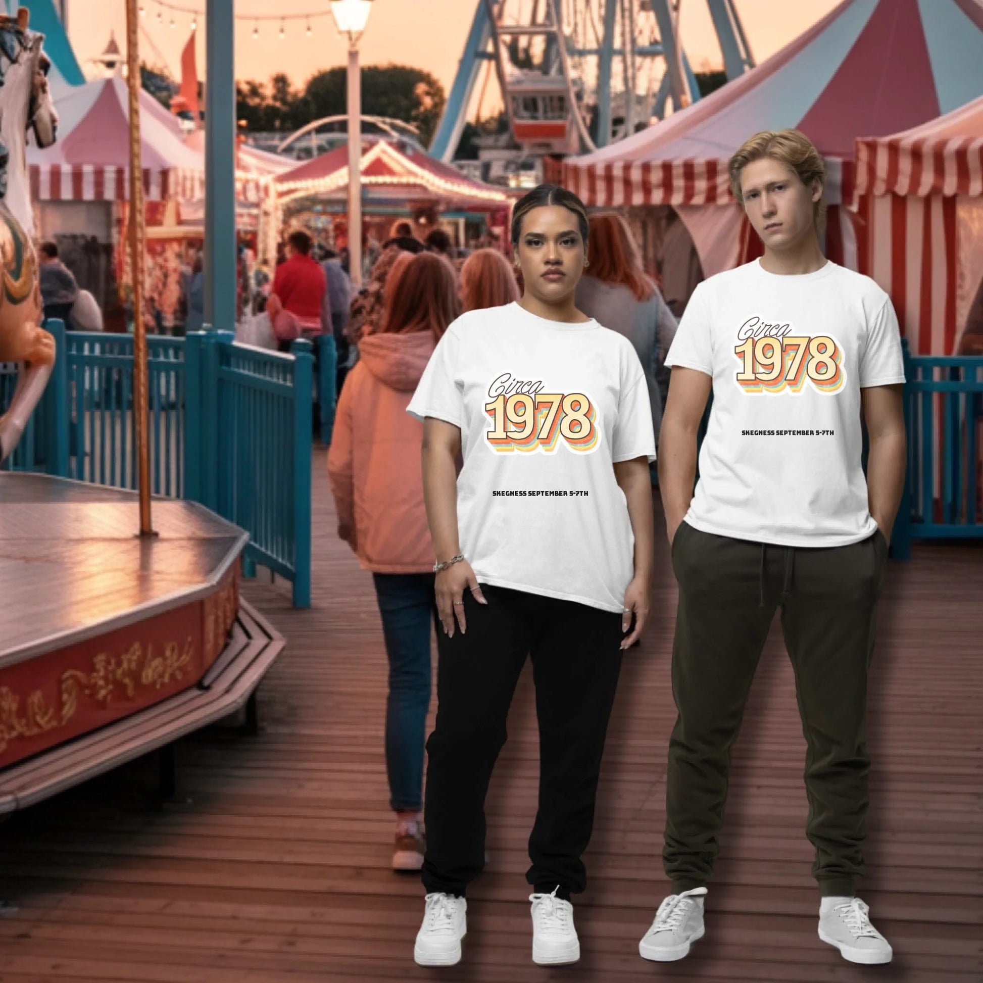 Circa 1978 - Adult Weekender Front and Back Personalised Unisex Heavy T-Shirt 70s - Adult Weekender