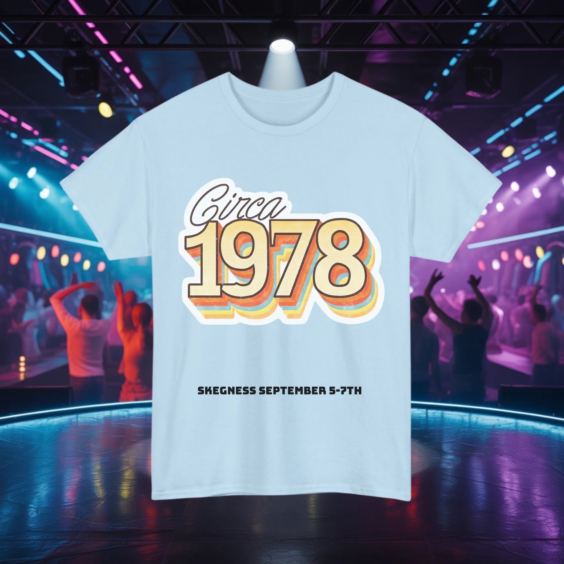 Circa 1978 - Adult Weekender Front and Back Personalised Unisex Heavy T-Shirt 70s - Adult Weekender