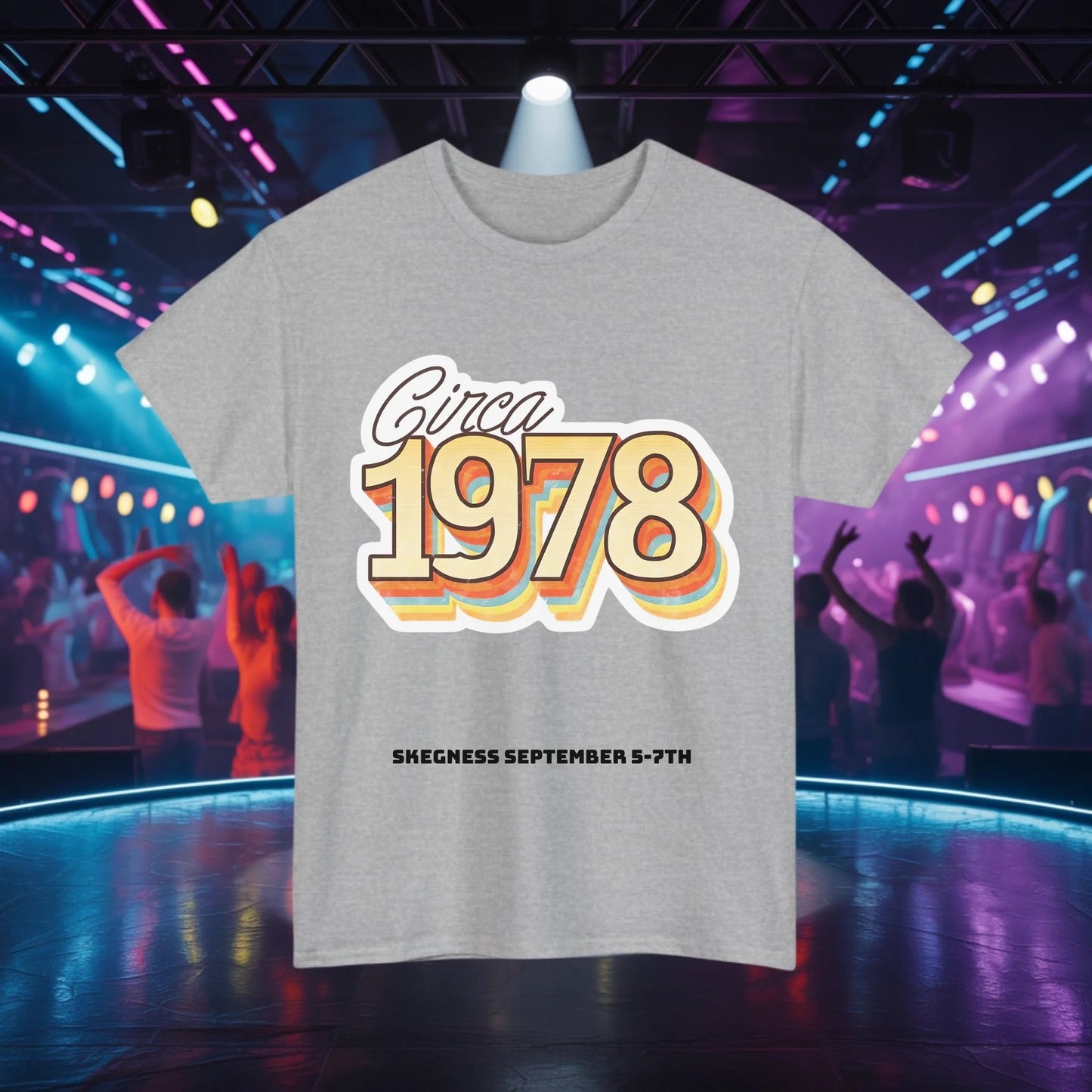 Circa 1978 - Adult Weekender Front and Back Personalised Unisex Heavy T-Shirt 70s - Adult Weekender