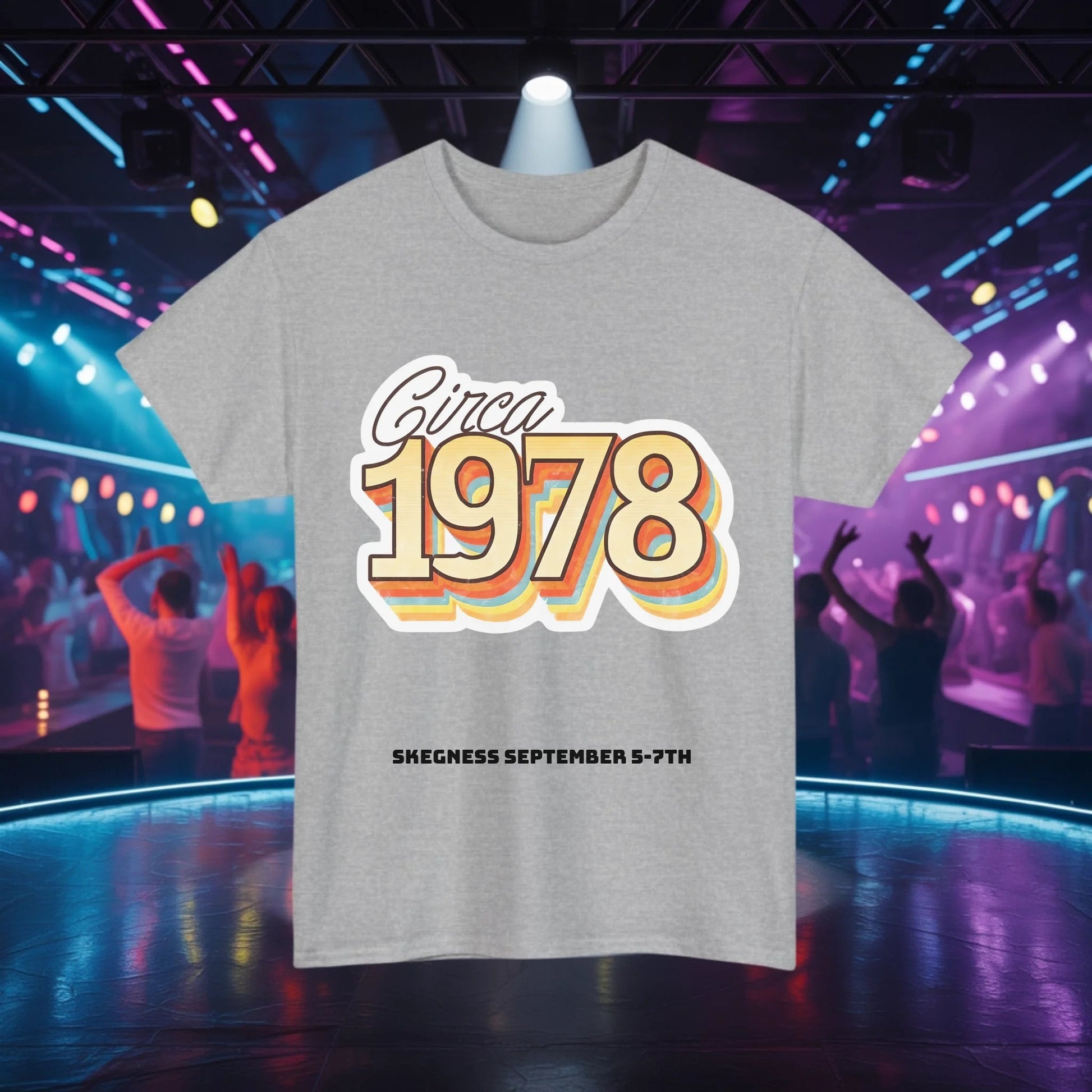 Circa 1978 - Adult Weekender Front and Back Personalised Unisex Heavy T-Shirt 70s - Adult Weekender