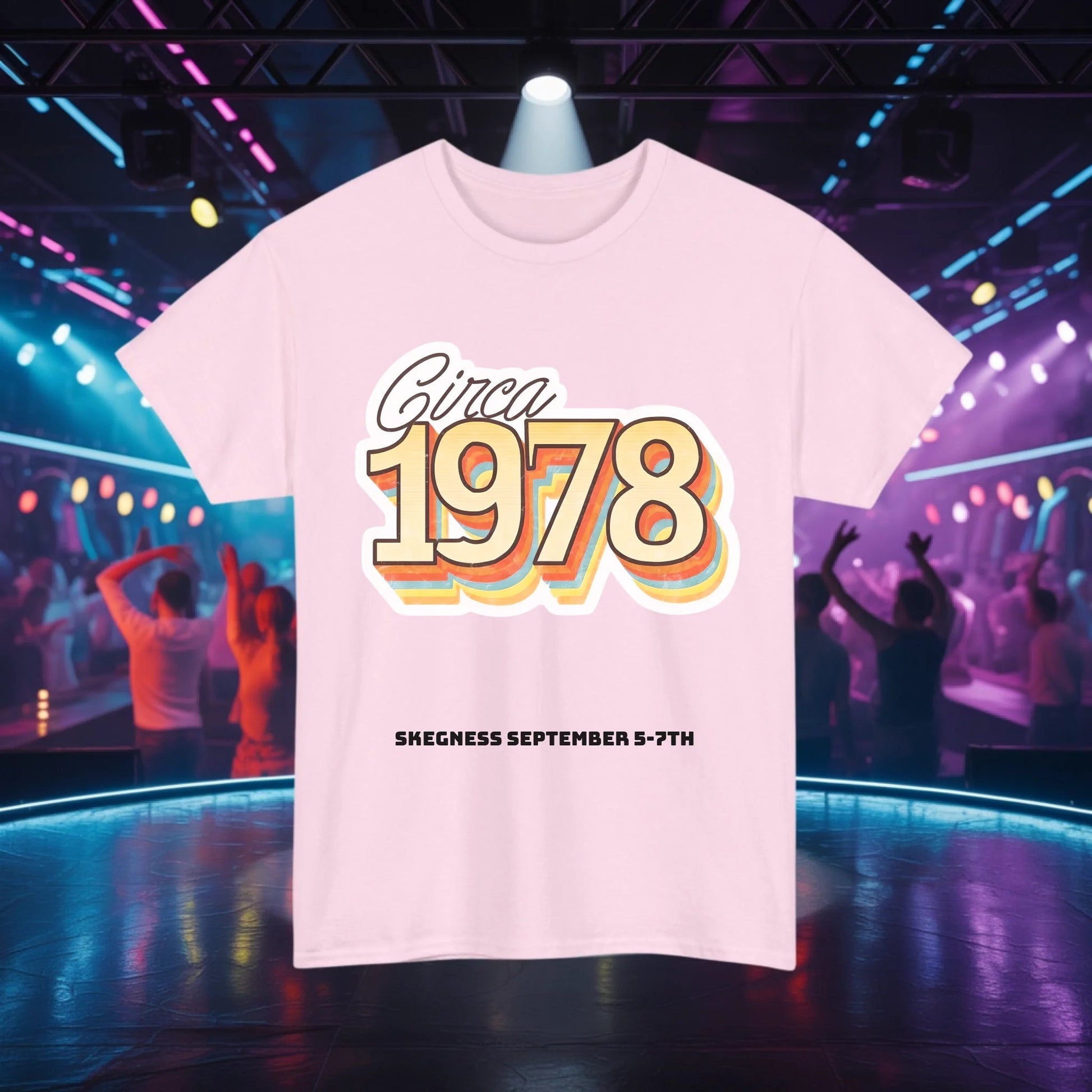 Circa 1978 - Adult Weekender Front and Back Personalised Unisex Heavy T-Shirt 70s - Adult Weekender