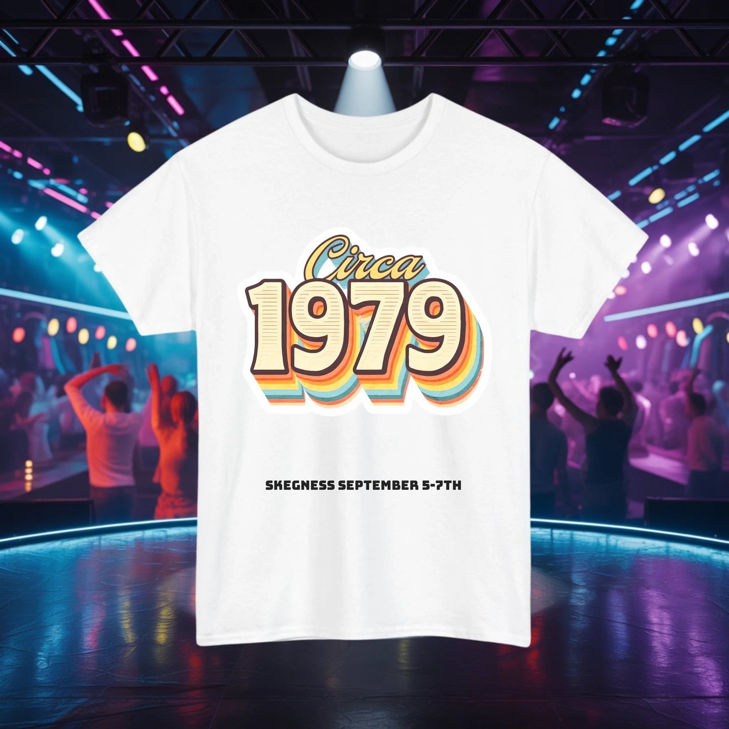 Circa 1979 - Adult Weekender Front and Back Personalised Unisex Heavy T-Shirt 70s - Adult Weekender