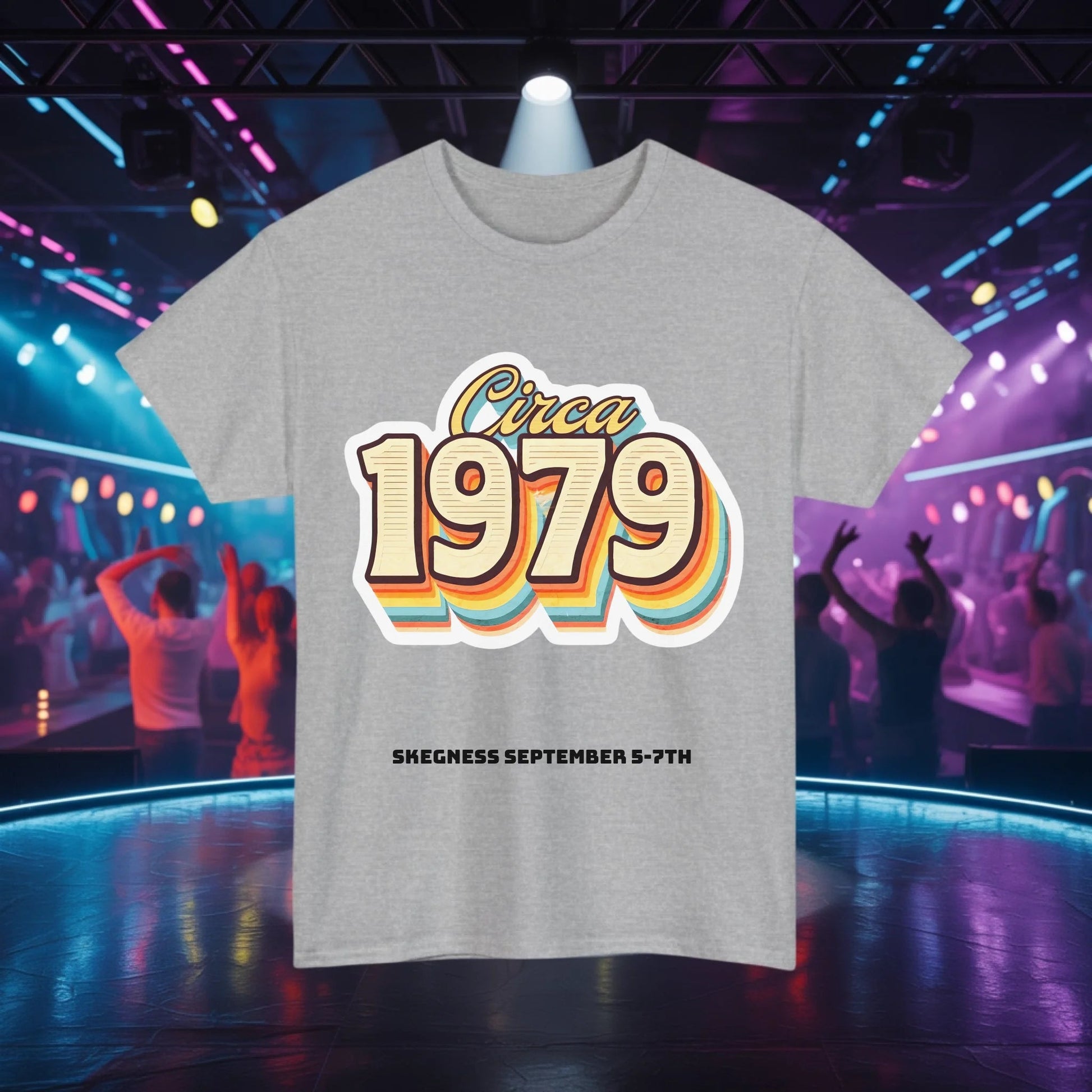 Circa 1979 - Adult Weekender Front and Back Personalised Unisex Heavy T-Shirt 70s - Adult Weekender