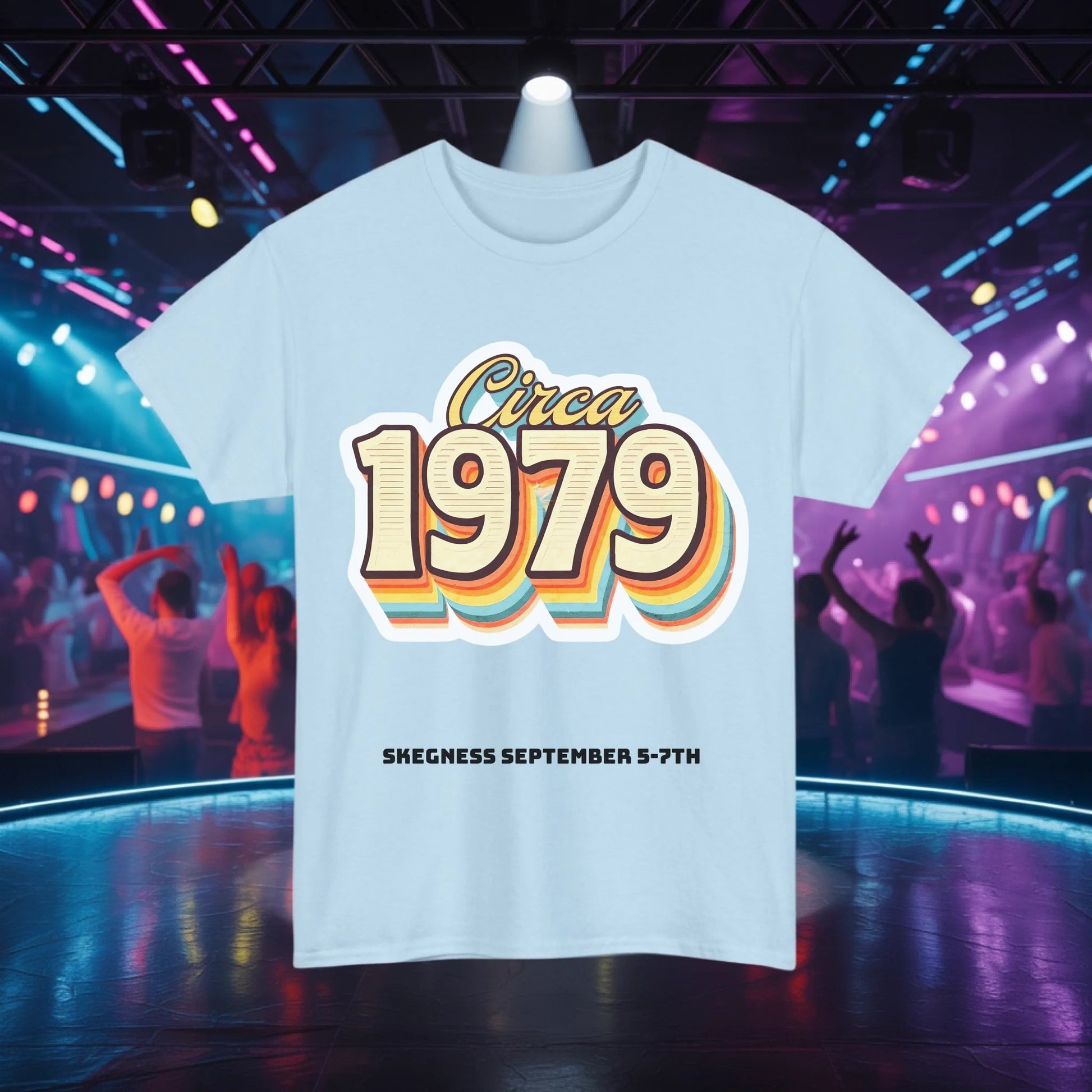 Circa 1979 - Adult Weekender Front and Back Personalised Unisex Heavy T-Shirt 70s - Adult Weekender
