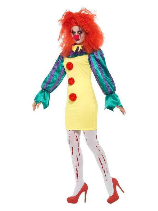 Classic Horror Clown Lady Costume, Multi - Coloured - Adult Weekender