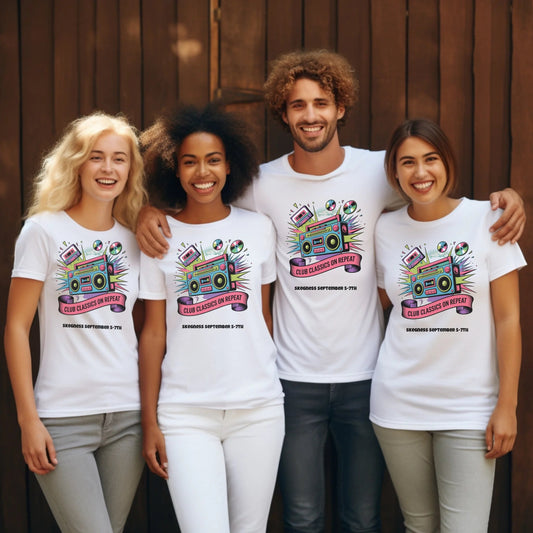 Club Classics on Repeat - Adult Weekender Front and Back Personalised Unisex Heavy T-Shirt - 90s - Adult Weekender