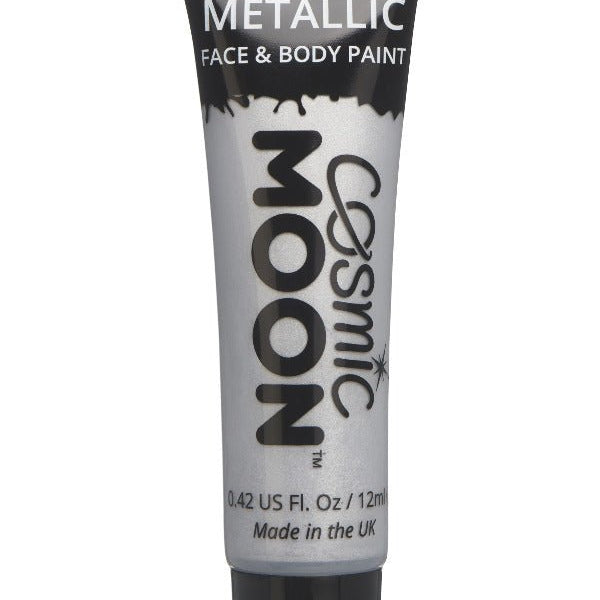 Cosmic Moon Metallic Face & Body Paint, Silver - Adult Weekender
