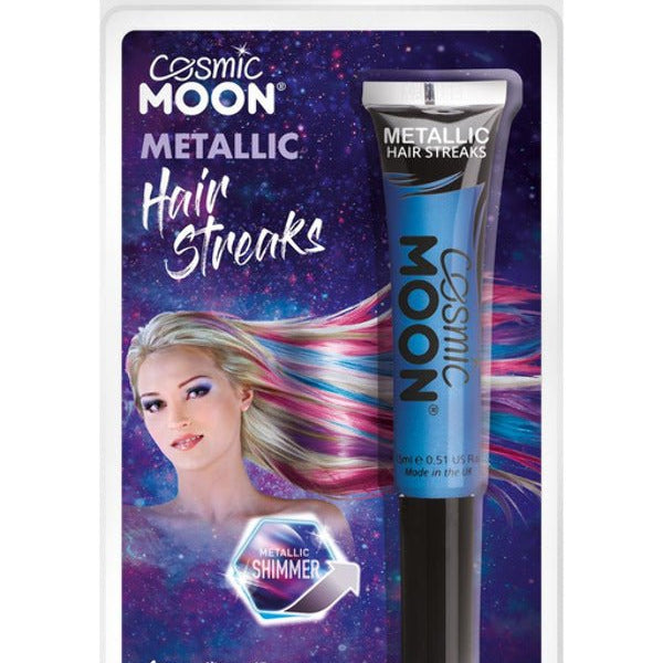 Cosmic Moon Metallic Hair Streaks, Blue - Adult Weekender