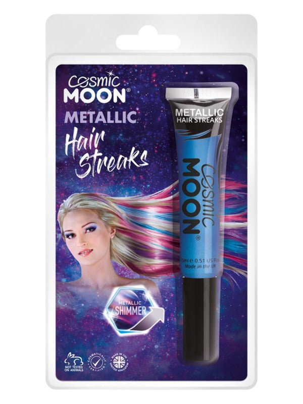 Cosmic Moon Metallic Hair Streaks, Blue - Adult Weekender