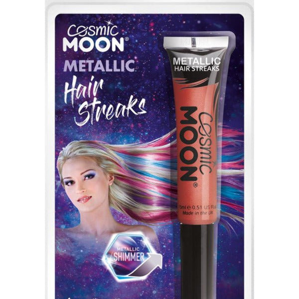 Cosmic Moon Metallic Hair Streaks, Red - Adult Weekender