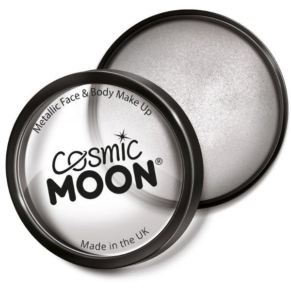 Cosmic Moon Metallic Pro Face Paint Cake Pots, Sil - Adult Weekender