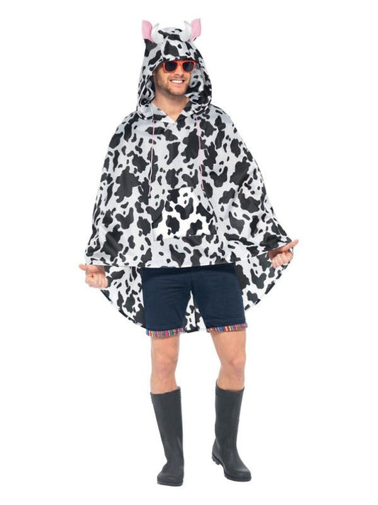 Cow Party Poncho, Black &amp; White - Adult Weekender