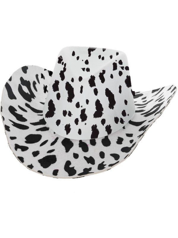 Cow Print Cowboy Hat, with Cord - Adult Weekender
