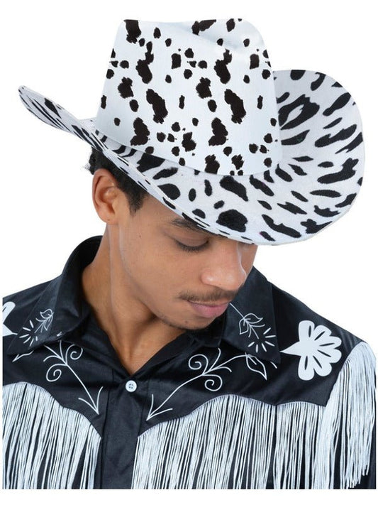 Cow Print Cowboy Hat, with Cord - Adult Weekender