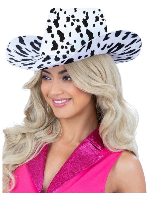 Cow Print Cowboy Hat, with Cord - Adult Weekender