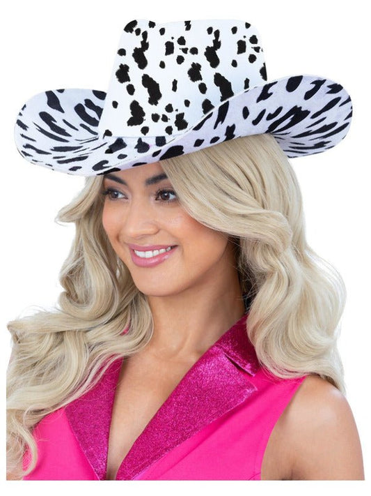 Cow Print Cowboy Hat, with Cord - Adult Weekender