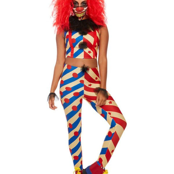 Creepy Clown Costume, Red & Blue - Adult Weekender