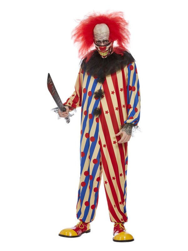 Creepy Clown Costume, Red &amp; Blue - Adult Weekender