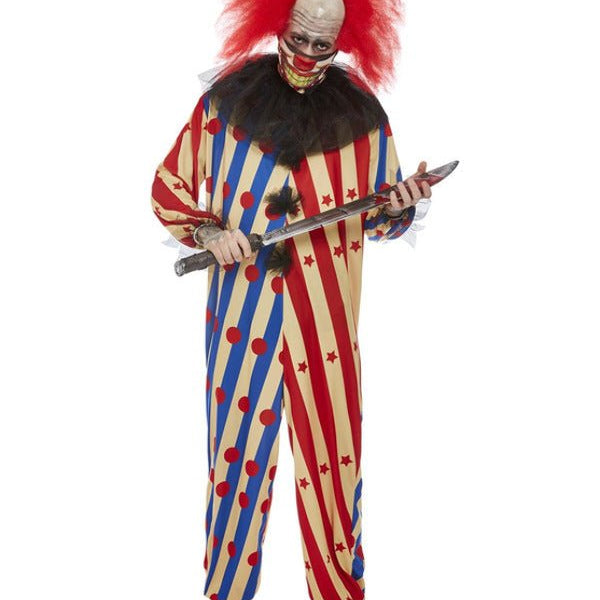 Creepy Clown Costume, Red & Blue - Adult Weekender