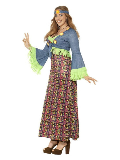 Curves Hippie Lady Costume, Multi - Coloured - Adult Weekender