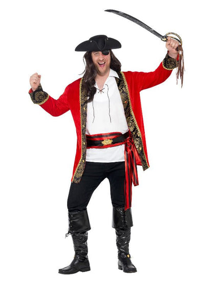 Curves Pirate Captain Costume, Red - Adult Weekender