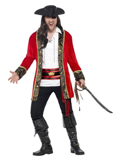 Curves Pirate Captain Costume, Red - Adult Weekender