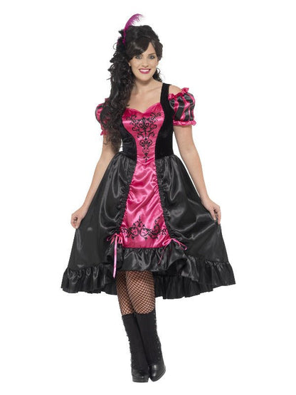 Curves Sassy Saloon Costume, Pink - Adult Weekender