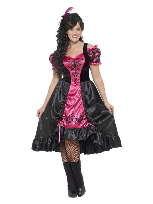 Curves Sassy Saloon Costume, Pink - Adult Weekender