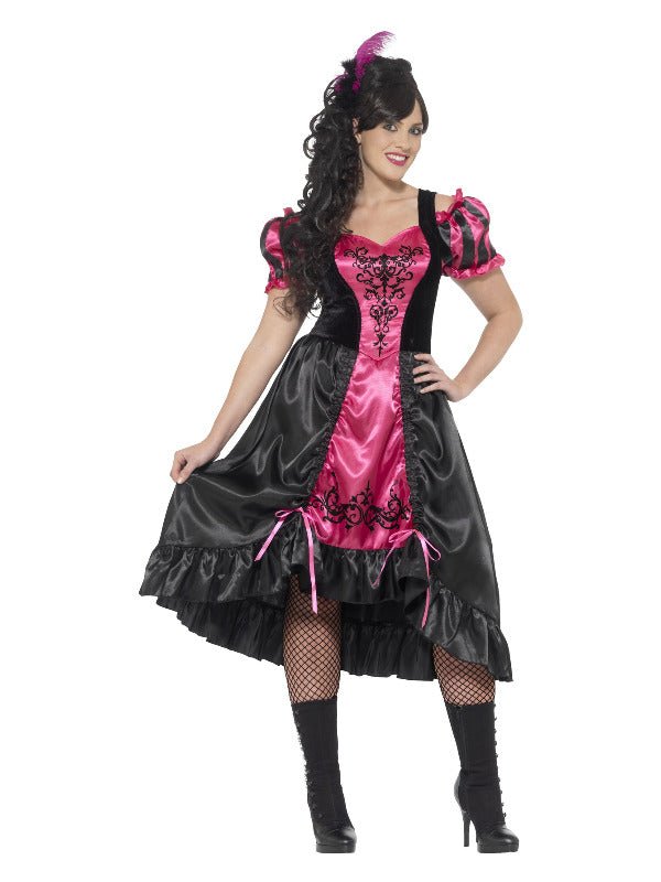 Curves Sassy Saloon Costume, Pink - Adult Weekender