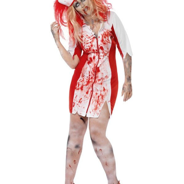 Curves Zombie Nurse Costume, White - Adult Weekender