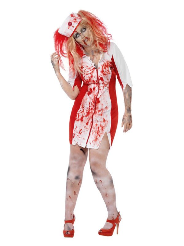 Curves Zombie Nurse Costume, White - Adult Weekender