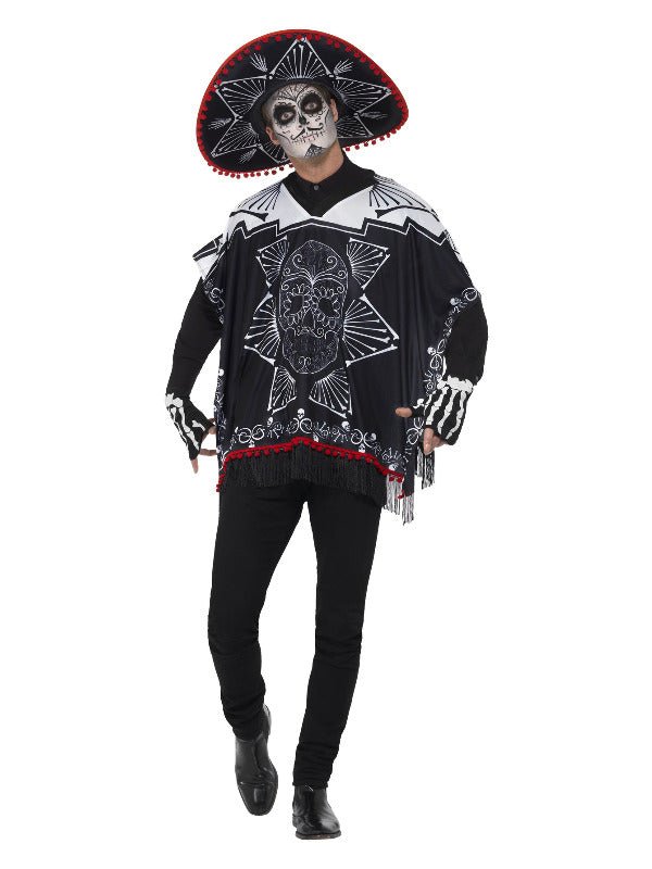 Day of the Dead Bandit Costume, Black &amp; White - Adult Weekender