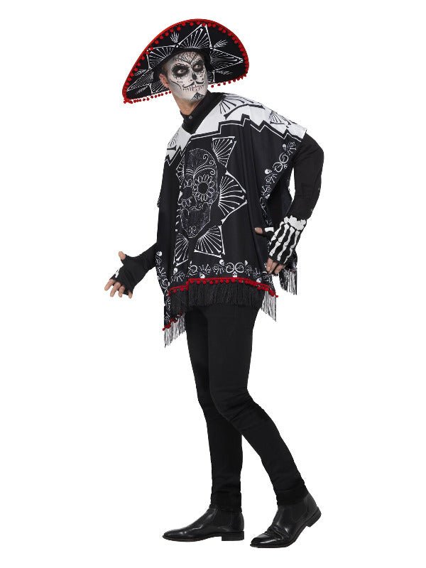 Day of the Dead Bandit Costume, Black &amp; White - Adult Weekender