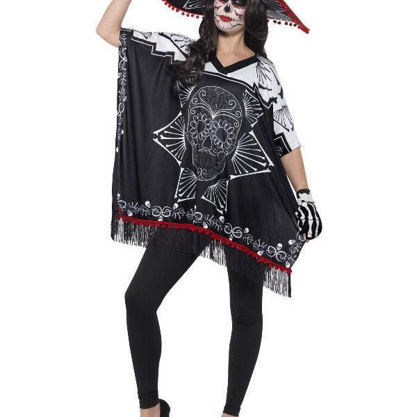 Day of the Dead Bandit Costume, Black & White - Adult Weekender