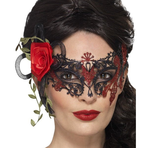 Day of the Dead Metal Filigree Eyemask, Black - Adult Weekender