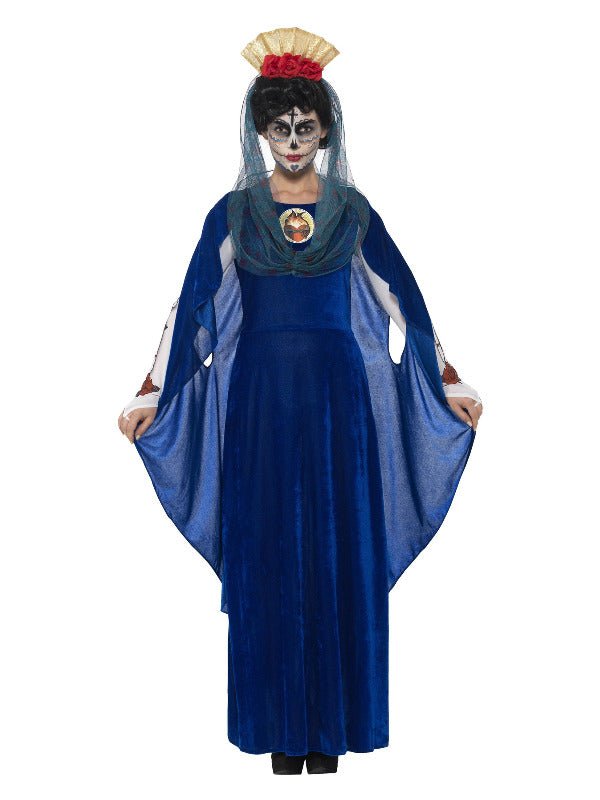 Day of the Dead Sacred Mary Costume, Blue - Adult Weekender