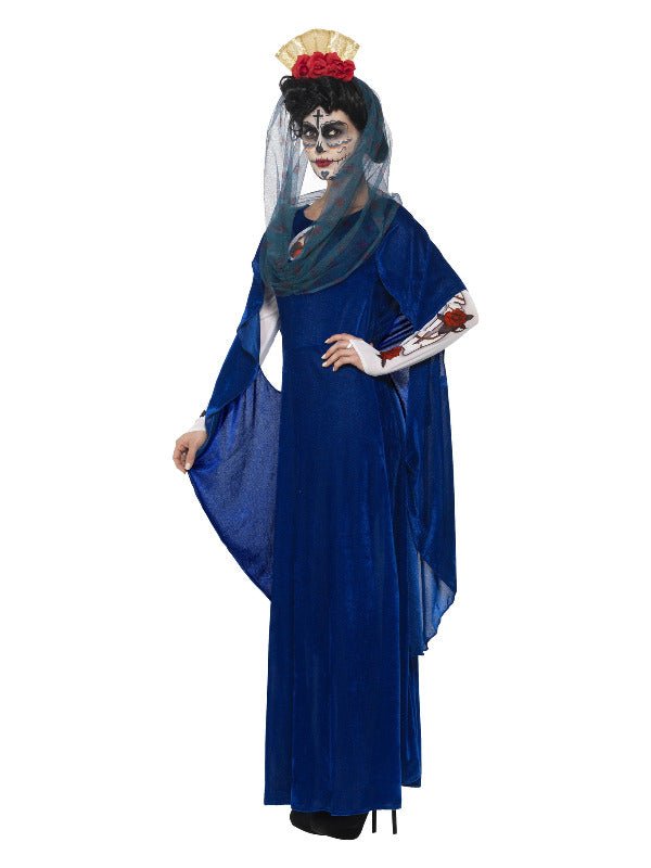 Day of the Dead Sacred Mary Costume, Blue - Adult Weekender