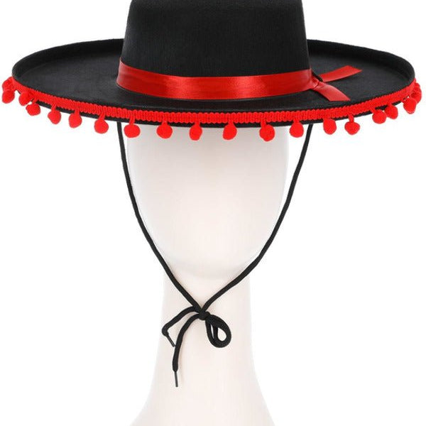 Day of the Dead Senor Hat, Black & Red - Adult Weekender