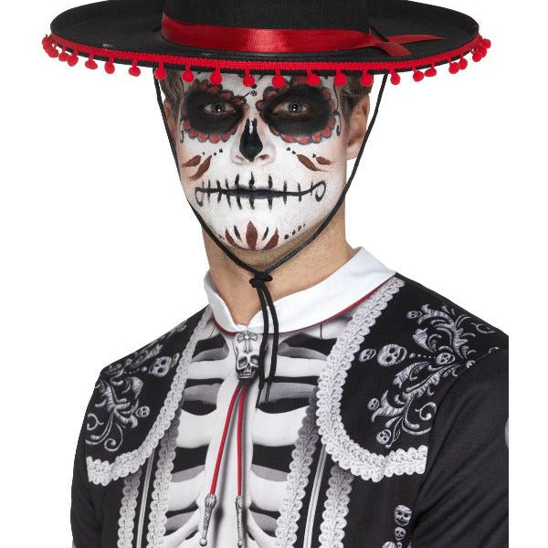 Day of the Dead Senor Hat, Black & Red - Adult Weekender