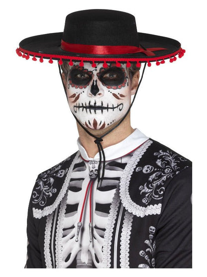 Day of the Dead Senor Hat, Black &amp; Red - Adult Weekender