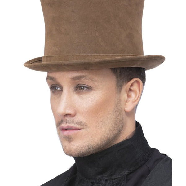 Deluxe Authentic Victorian Top Hat, Brown - Adult Weekender
