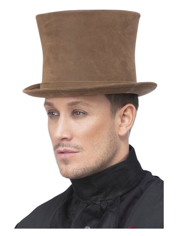 Deluxe Authentic Victorian Top Hat, Brown - Adult Weekender