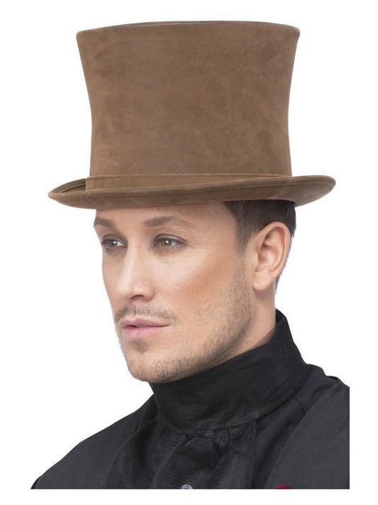 Deluxe Authentic Victorian Top Hat, Brown - Adult Weekender
