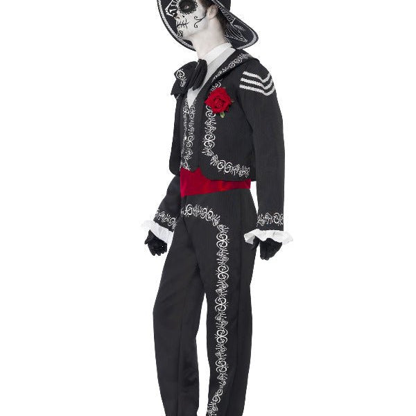 Deluxe Day of the Dead Señor Bones Costume, Black - Adult Weekender