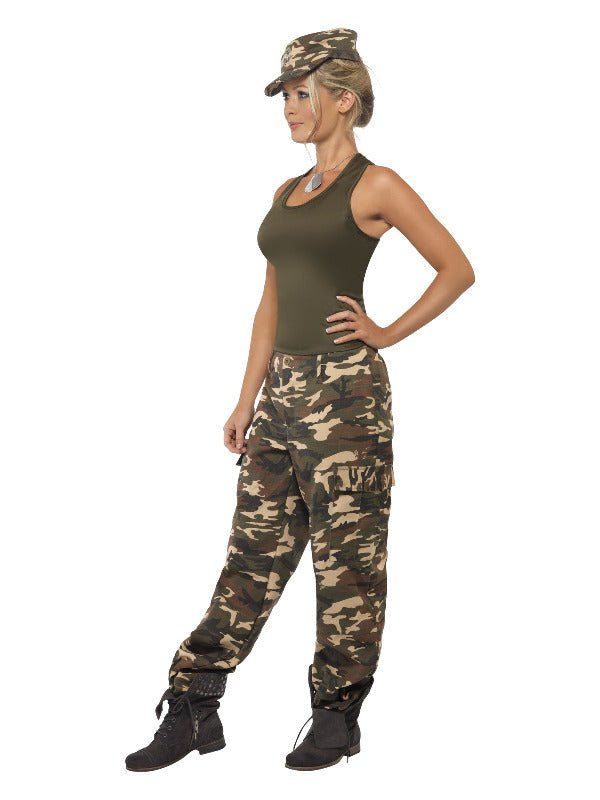 Deluxe Khaki Camo Costume, Female, Khaki Green - Adult Weekender